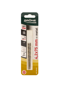 Grone Wiertło HSS Co DIN 338 do Metalu Stali Żeliwa - 4,2mm x 75mm 2 sztuki