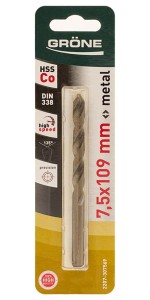 Wiertło do metalu Grone HSS Co 7,5 mm x 109 mm – stal, żeliwo, mosiądz