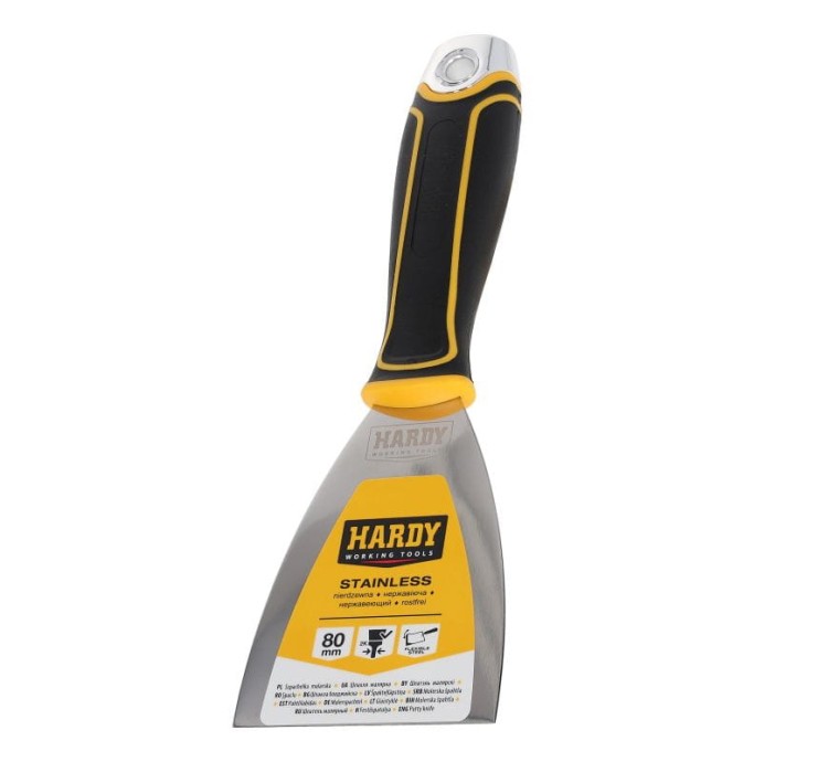 Szpachelka nierdzewna 8cm elastyczna Hardy seria 64 etykieta