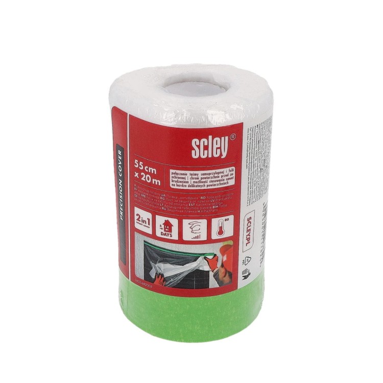 Scley-Folia-Antychlap-55-cm-x-20-m-68-Taśma-malarska-z-folią-25-mm-x-20-m