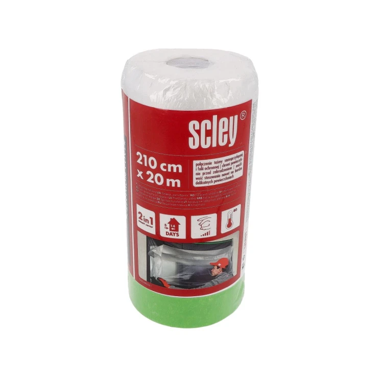 Scley-Folia-Antychlap-210-cm-x-20-m-68-Taśma-malarska-z-folią-25-mm-x-20-m